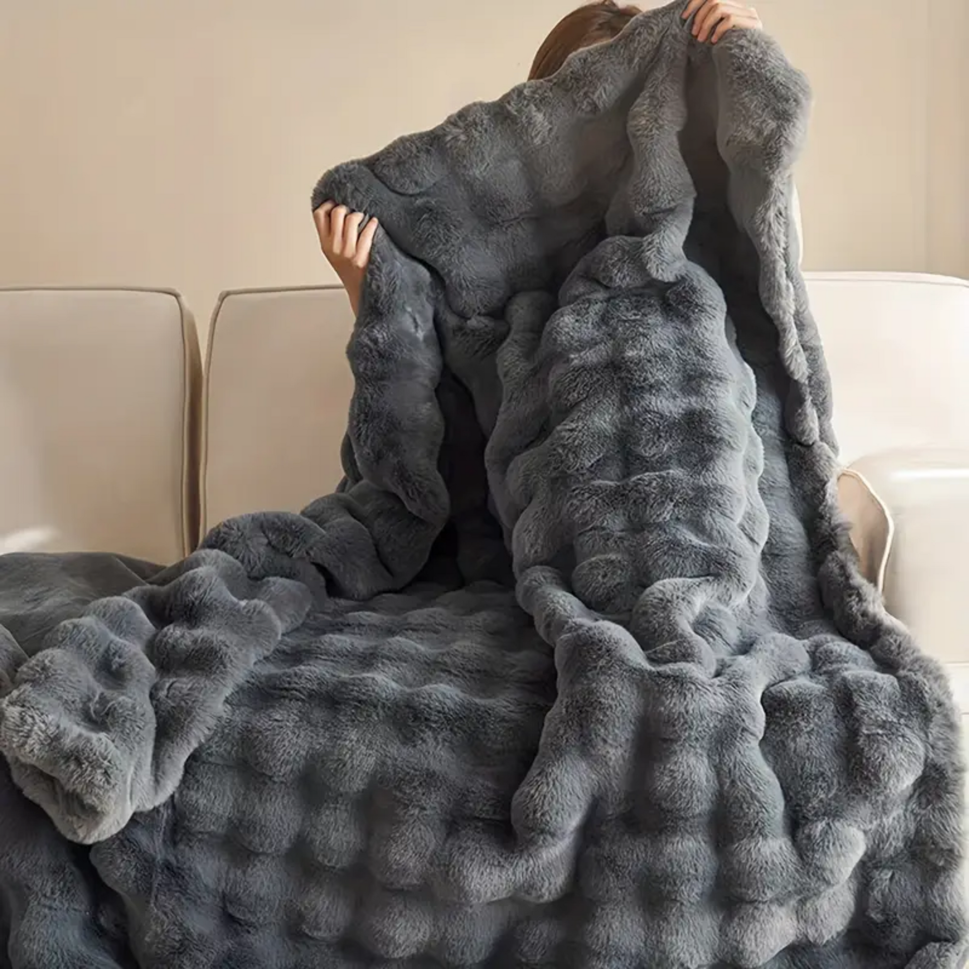 Fluffy Rabbit Throw Blanket