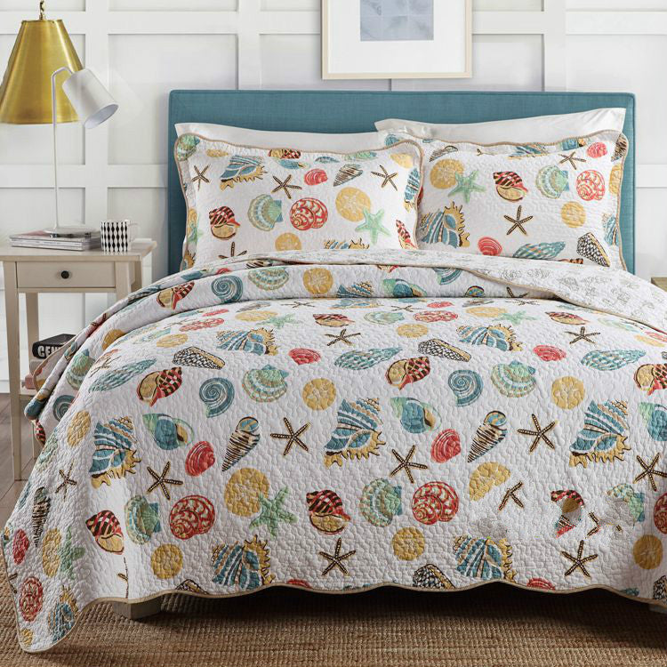 American Cotton Summer Quilt Set with Ocean Theme