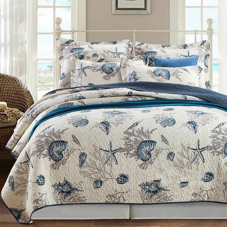 American Cotton Summer Quilt Set with Ocean Theme